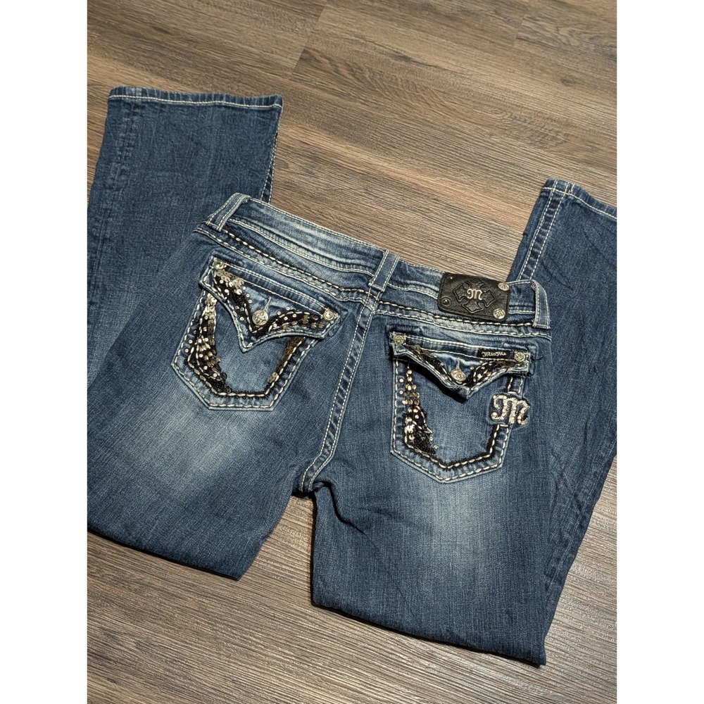 Miss Me Easy Boot JE5456E3 Jeans Womens 29 Medium Wash Embellished Y2K Bling